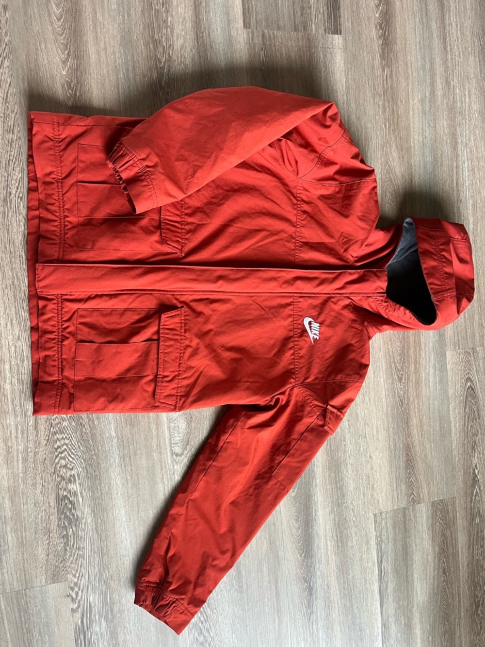 Nike Burnt Orange Hooded Jacket Reversible Grey Boys Medium